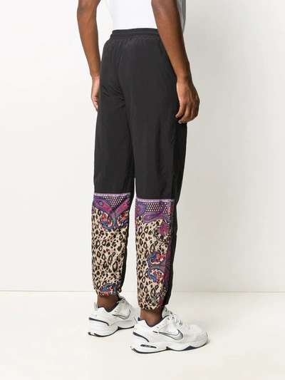 Versace Jeans Couture Track Pants With Leopard Print Insert In Black