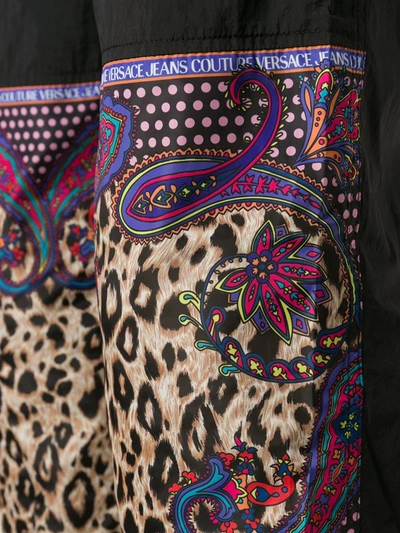 Versace Jeans Couture Track Pants With Leopard Print Insert In Black