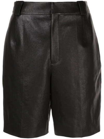 Shop Saint Laurent Pleated Detail Bermuda Shorts In Black