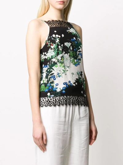 Shop Givenchy Floral-print Lace Detail Top In Black