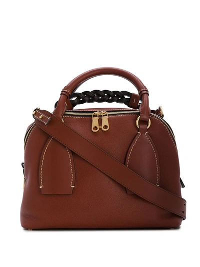 Shop Chloé Medium Daria Tote Bag In Brown
