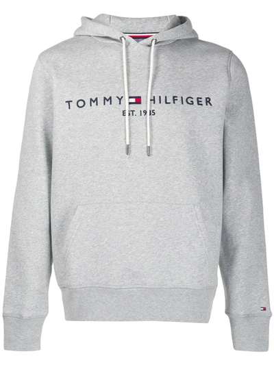 kalkoen Intens Nauw Tommy Hilfiger Embroidered Flag Logo Hoodie In Gray Marl-grey | ModeSens