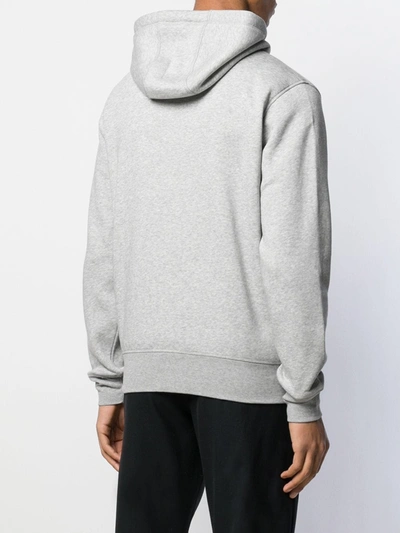 Shop Tommy Hilfiger Logo Embroidered Hoodie In Grey