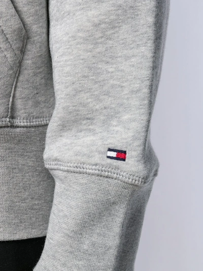 Tommy hilfiger embroidered flag logo hoodie in grey marl sale