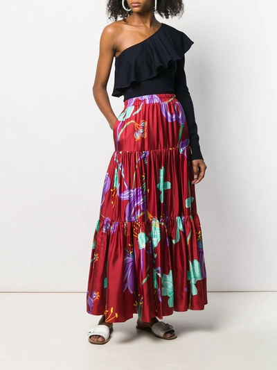 Shop La Doublej X Mantero Floral Print Skirt In Red