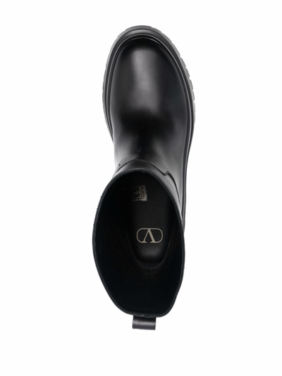Valentino Garavani Roman Stud Leather Boots In Schwarz