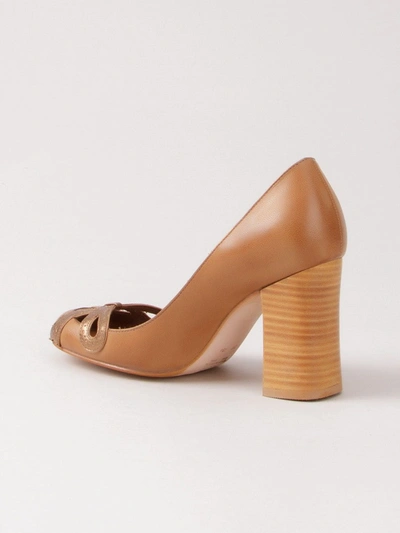 Sarah Chofakian Chunky Heel Pumps In Brown