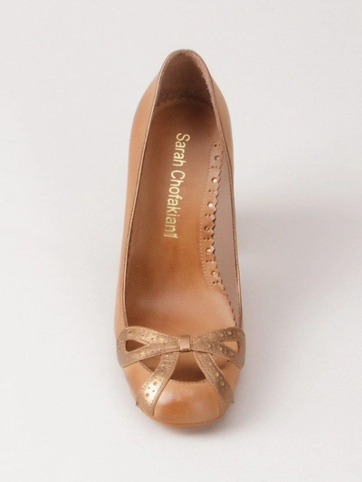 Sarah Chofakian Chunky Heel Pumps In Brown