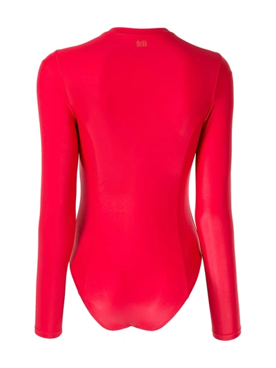 Shop Duskii Cerise Long Sleeve Surf Suit In Red