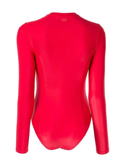 Duskii Cerise Long Sleeve Surf Suit In Red