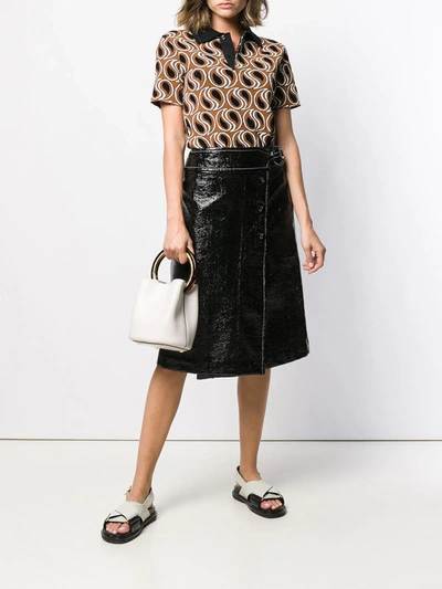Shop Marni Patent Wrap Style Skirt In Black
