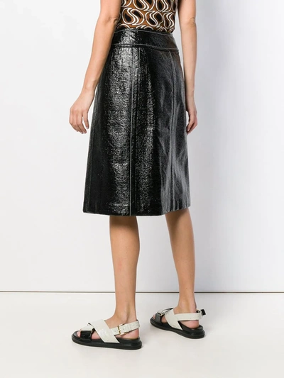 Shop Marni Patent Wrap Style Skirt In Black