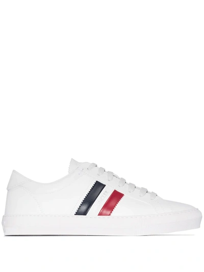Shop Moncler Monaco Stripe Sneakers In White