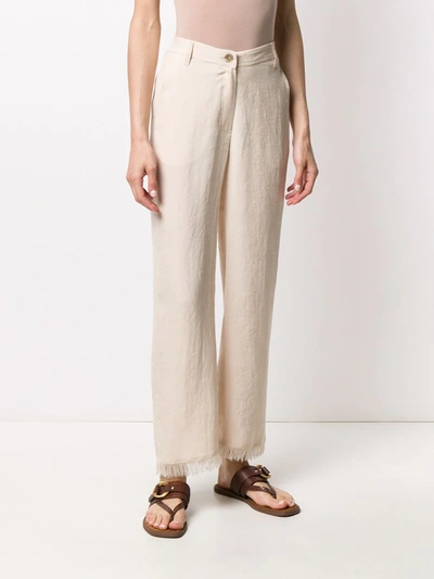 Nanushka Faux-leather Straight Leg Trousers In Creme