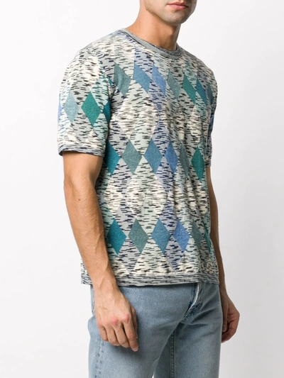 Shop Missoni Argyle-knit Short Sleeve Jumper In Blue