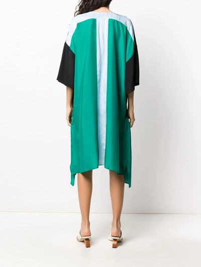 Shop Christian Wijnants Colour Block Flared Dress In Green