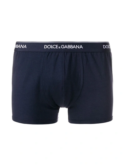 Shop Dolce & Gabbana Logo-waistband Boxer Briefs (pack Of Two) In Blue