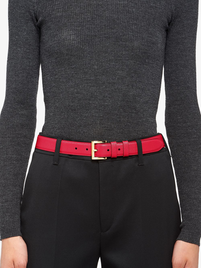 Shop Prada Buckled Leather Belt In Red