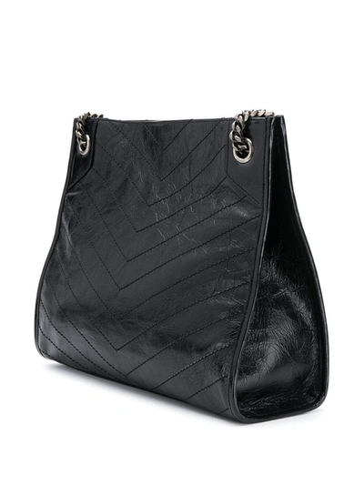 Shop Saint Laurent Niki Leather Tote Bag In Black
