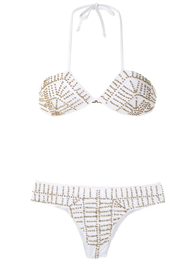 Shop Amir Slama Beaded Bikini Set In White