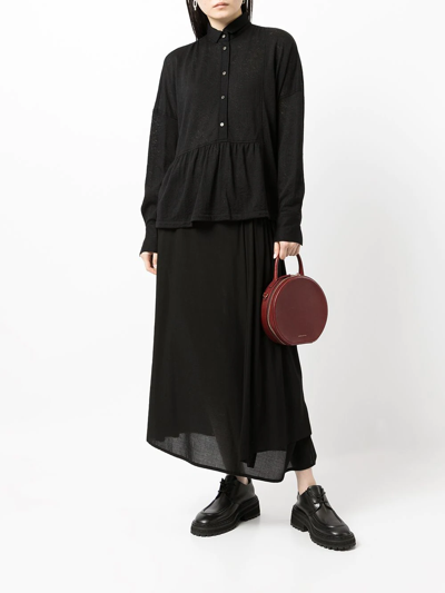 Shop Forme D'expression Gathered-detail Long-sleeved Blouse In Black