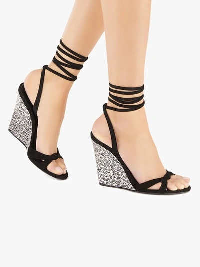 Shop Giuseppe Zanotti Crystal Embellished Wedge Sandals In Black