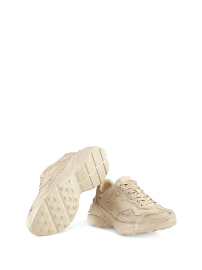 Shop Gucci Rhyton Leather Sneakers In Neutrals