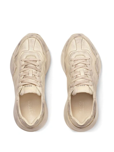 Shop Gucci Rhyton Leather Sneakers In Neutrals