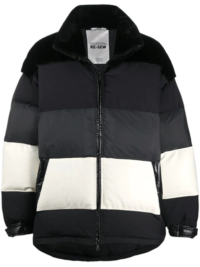 HORIZONTAL-STRIPES OVERSIZE PUFFER JACKET