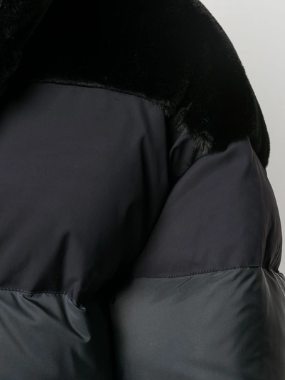 Shop Valentino Horizontal-stripes Oversize Puffer Jacket In Black