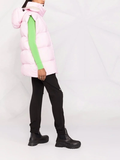 Shop Msgm Hooded Down-filled Gilet In Rosa