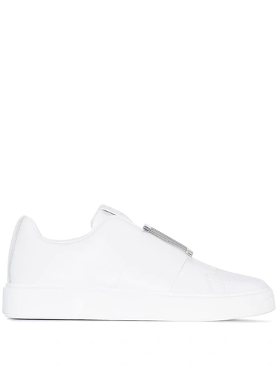 Shop Balmain B-court Leather Sneakers In White