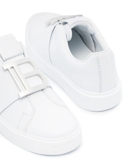 Shop Balmain B-court Leather Sneakers In White