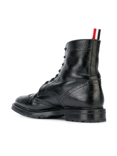 Shop Thom Browne Pebble Grain Wingtip Boot In Black