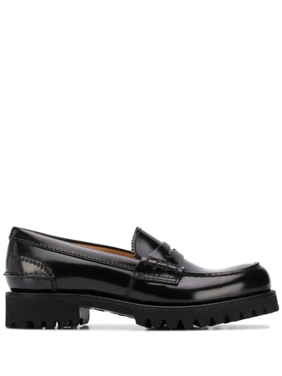 Shop Church's Cameron Brushed Leather Loafers In Black