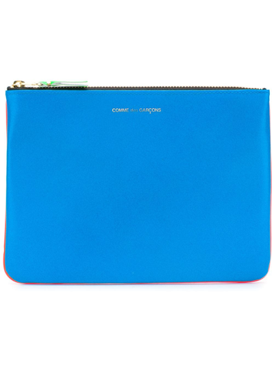 Shop Comme Des Garçons Colour-block Leather Wallet In Blue