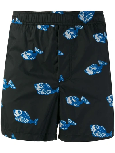 Shop Valentino Carp Printed Swim Shorts In Blue