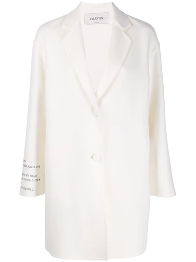 Valentino Compact Drap With Poetry Coat In Cream Color In Neutrals