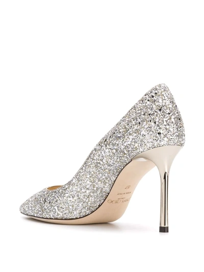 Jimmy Choo Logo Thin-soled Shallow-mouth High-heeled Shoes In Silver