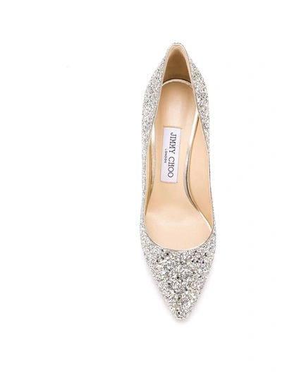 Jimmy Choo Logo Thin-soled Shallow-mouth High-heeled Shoes In Silver