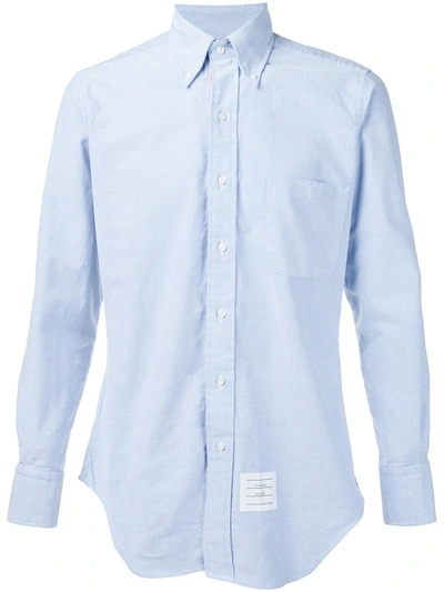 Shop Thom Browne Grosgrain Placket Oxford Shirt In Blue