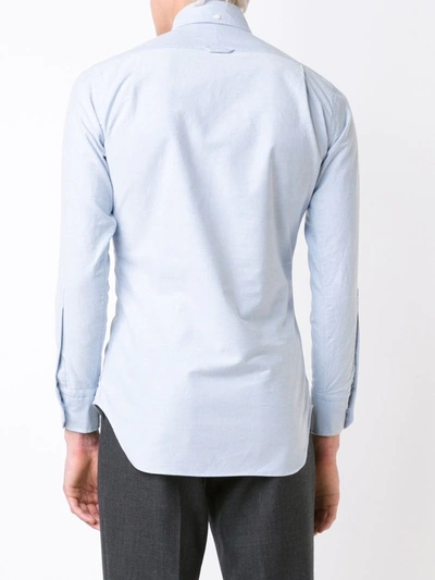 Shop Thom Browne Grosgrain Placket Oxford Shirt In Blue