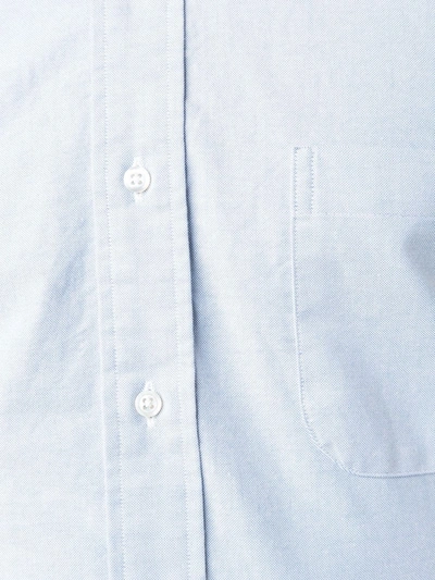 Shop Thom Browne Grosgrain Placket Oxford Shirt In Blue