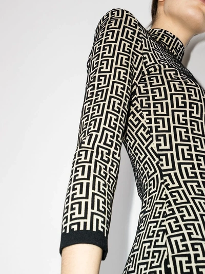 Balmain Jacquard-knit Turtleneck Sweater In Black