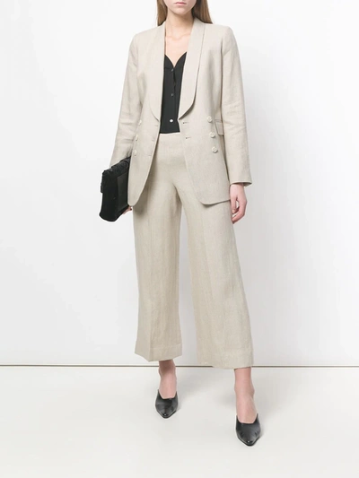 Shop Theory Wide-legged Cropped Trousers In Neutrals