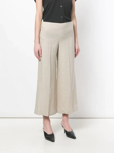 Shop Theory Wide-legged Cropped Trousers In Neutrals