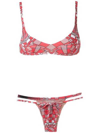 Shop Amir Slama Geometric Print Bikini Set In Red