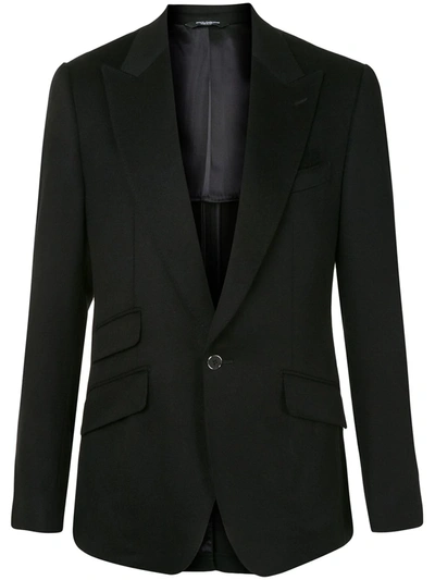Shop Dolce & Gabbana Sicilia-fit Single-breasted Cashmere Blazer In Black