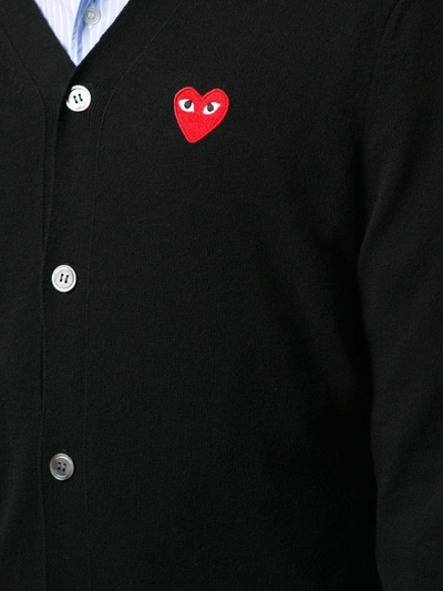 Shop Comme Des Garçons Play Embroidered Logo Cardigan In Black