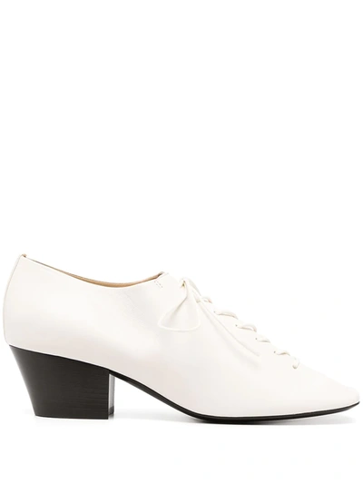 Shop Lemaire Lace-up Leather Pumps In White